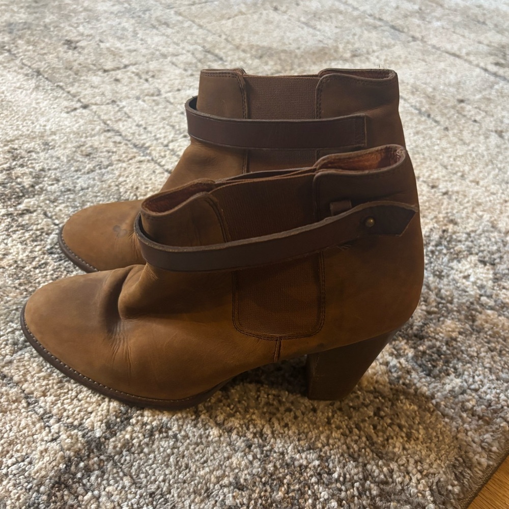 Madewell Lonny Leather Western Strap Block Heel Ankle Boot Size 10 Brown - Picture 3 of 8